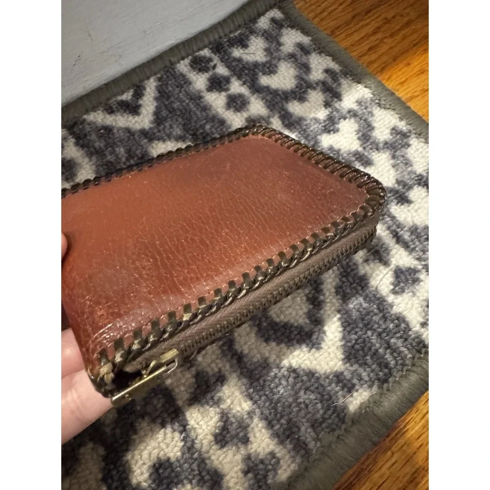 Vintage Brown Braided‎ Zip Wallet English Pigskin Unisex 50s/60s
